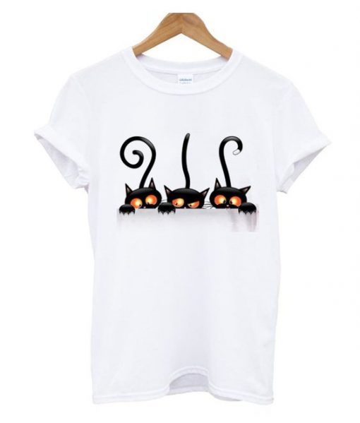 black cat prints t shirt ZNF08