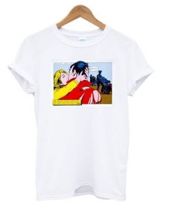 Comic Strip Kiss White t shirt ZNF08