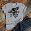 Cow and Flower Silhouette T Shirt ZNF08