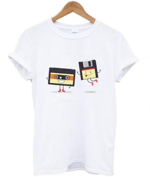 floppy and cassette tape t-shirt ZNF08