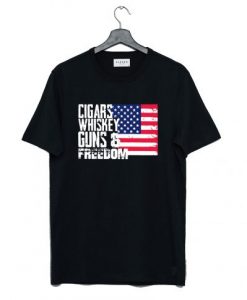 American Flag Cigars Whiskey Guns And Freedom T-Shirt KM