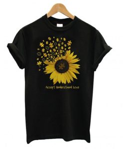 Autism Sunflower Accept Understand Love T shirt