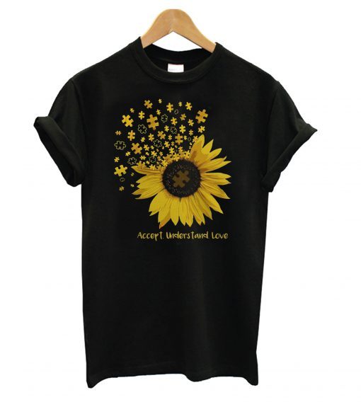 Autism Sunflower Accept Understand Love T shirt