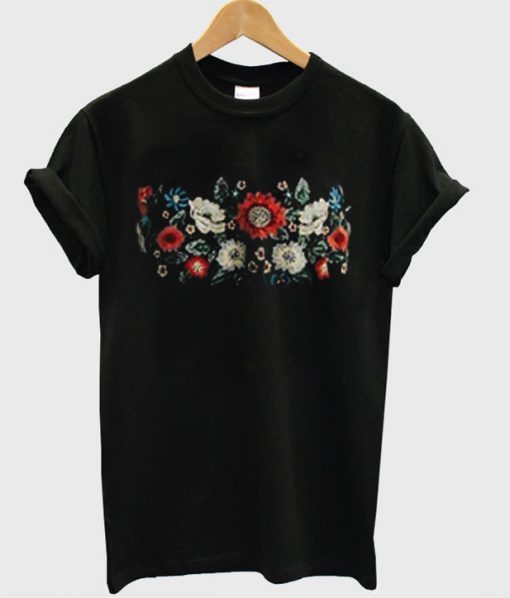 Black Grayish Top With a Floral T-Shirt