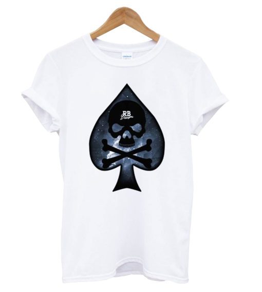 Blue Galaxy Spades Skull T Shirt