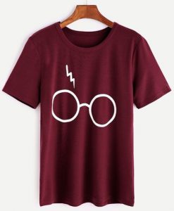 Burgundy Glasses Print T-shirt