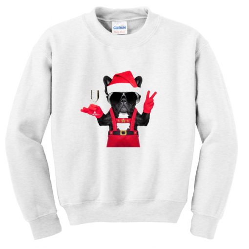 bulldog santa style sweatshirt