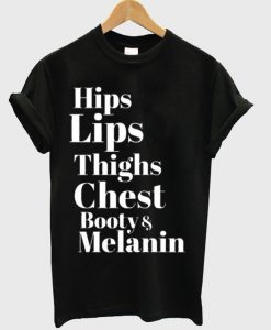 hips lips thighs chest booty & melanin t-shirt