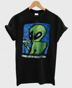 90s Distressed Smoking Alien Grunge T Shirt KM