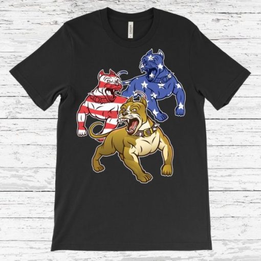 American Flag Pit Bull Dog T Shirt