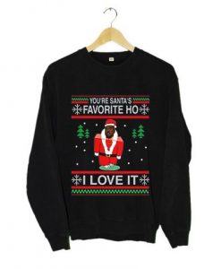 Kanye West You’re Santa’s Favorite Ho I Love It Ugly Christmas Sweatshirt KM