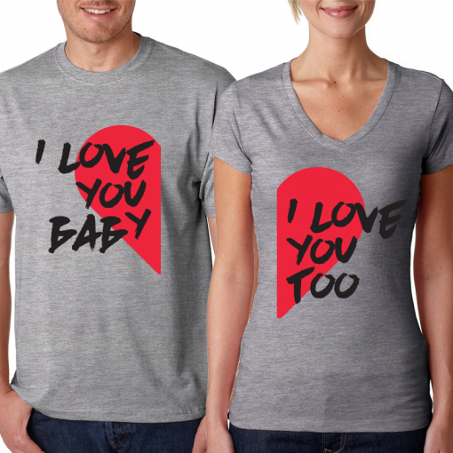 LOVE YOU Valentine's Day Couples T-shirt THD