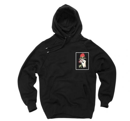 rose and hand black color Hoodies THD