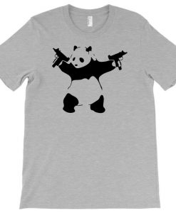 Panda Holding Machine Guns T-shirt thd