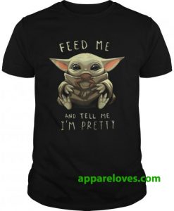 Baby Yoda eat frog feed me and tell me im pretty shirt thd