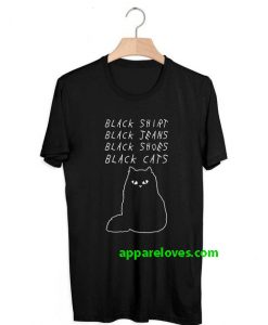 Black Shirt Jeans Shoes Cats T-Shirt thd