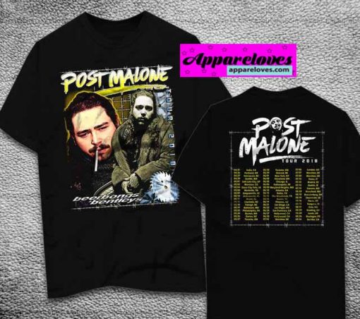 Post Malone Tour Dates 2018 Black (2SIDE)T Shirt THD