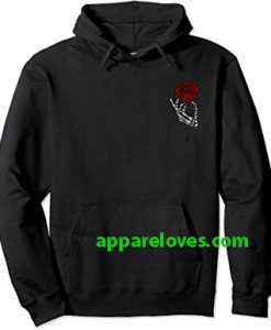 Skeleton Hand Holding Rose Hoodie (FRONT)THD