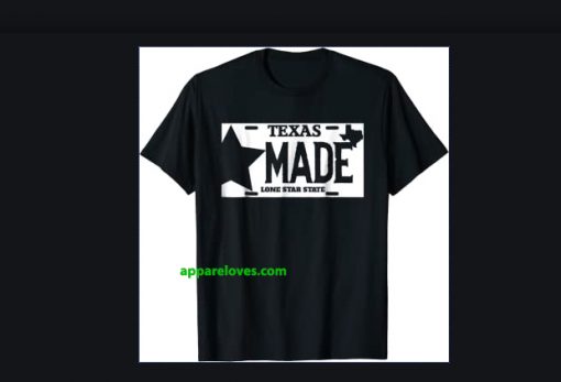 Texas Made Lone Star License Plate T-Shirt thd