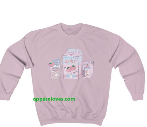 Cute Milk Print Pink Sweatshirt thd