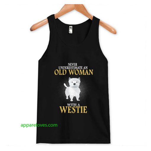 never underestimate an old woman tanktop thd