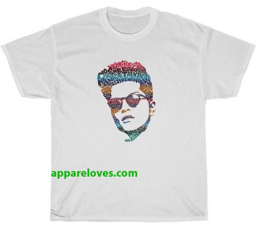 Bruno Mars Face Typography Lyric Famous T-Shirt thd