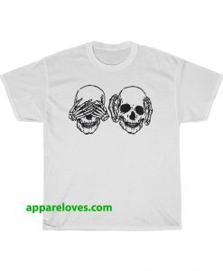 Hear See No Evil Skull T-shirt thd