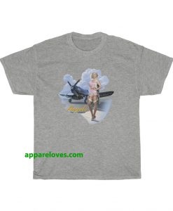 WWII Corsair F4U Flying Angels Blonde Pinup Girl T-Shirt thd