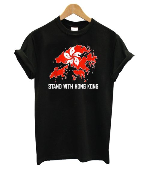 Stand With Hong Kong Black Red T shirt