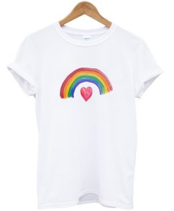 rainbow over heart t-shirt