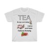 Celebrating Tea calms, heals perfect for anyone that loves tea! This cotton tee is a must for any tea lover!