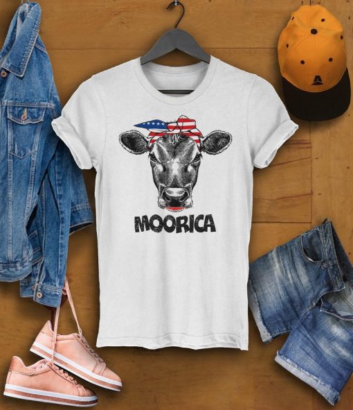Patriotic Cow with Bandana T Shirt
