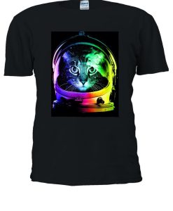 Astronaut Funny Cat In Space Colorful T-shirt