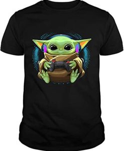 Baby-Yoda Gamer Video Game Control Headphone T-Shirt