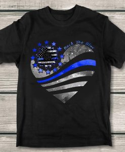 Back The Blue American Flag Sunflower Police Lovers TShirt