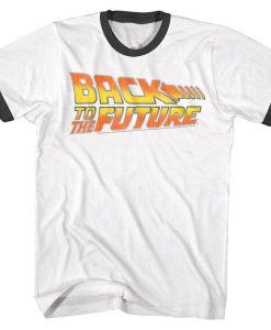 Back to the Future Worn Logo White Adult T-Shirt