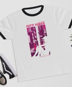 City Vibes - Japanese - Ringer T-Shirt - Aesthetic Shirt,Aesthetic,Aesthetic Clothing, Japanese Shirt,Kawaii,Japanese aesthetic,Vaporwave
