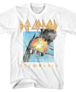 Def Leppard Faded Pyromania White Adult T-Shirt