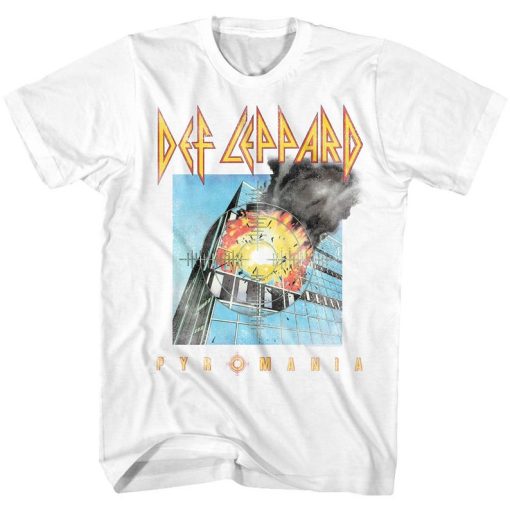 Def Leppard Faded Pyromania White Adult T-Shirt