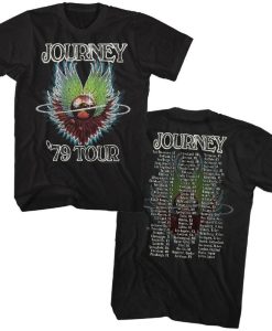 Journey '79 Tour List Black Adult T-Shirt Twoside