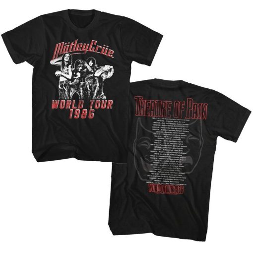 Motley Crue Theatre Of Pain Tour Classic Black Adult T-Shirt Twoside