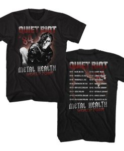 Quiet Riot World Tour '84 Black Adult T-Shirt Twoside