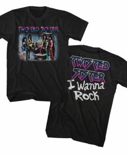 Twisted Sister I Wanna Rock Black Adult T-Shirt Twoside