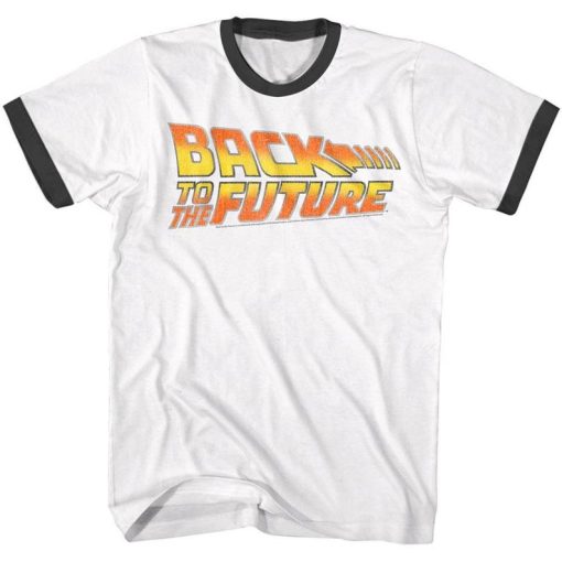 Back to the Future Worn Logo White Adult T-Shirt