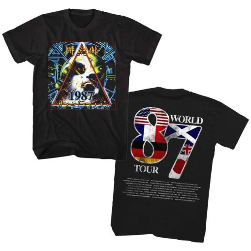 Def Leppard World Tour Black Adult T-Shirt Twoside