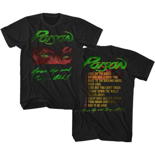 Poison Open Up Tracklist Black Adult T-Shirt Twoside