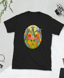 Space Cowboy Alien Rainbow Unisex T-Shirt