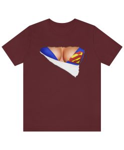 3D funny print fake naked big chest Bra superman tshirt