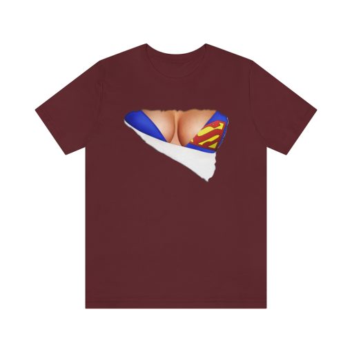 3D funny print fake naked big chest Bra superman tshirt