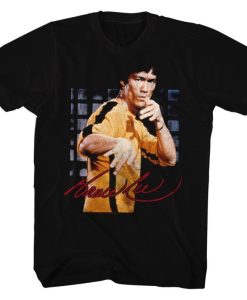 Bruce Lee Pose Black Adult T-Shirt